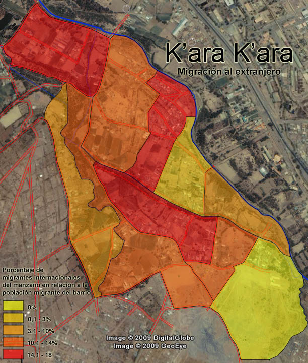 Mapa de K'ara K'ara datos de migración